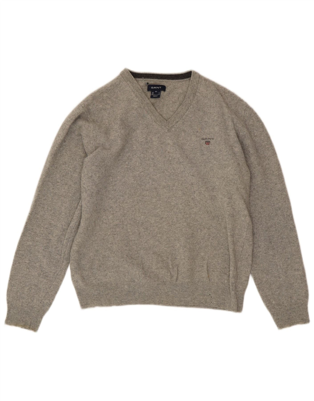 Gant Womens V-Neck Jumper Sweater UK 18 XL Grey Wool
