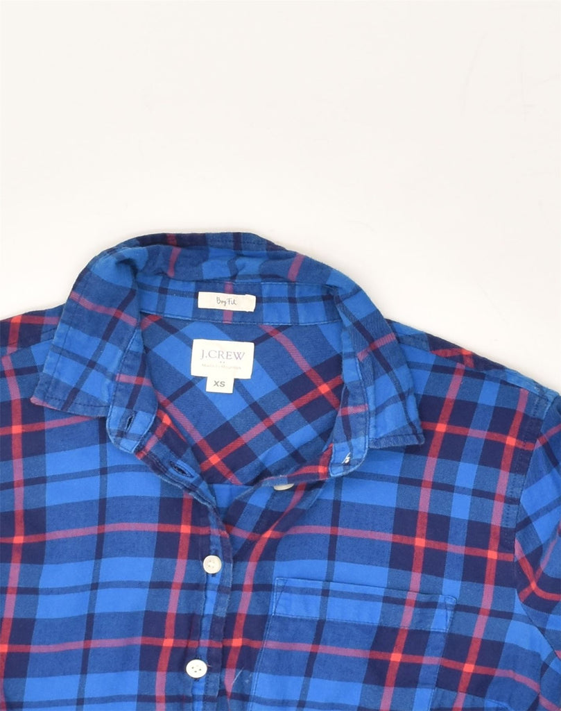 J. CREW Womens Boy Fit Shirt UK 6 XS Blue Check Cotton | Vintage J. Crew | Thrift | Second-Hand J. Crew | Used Clothing | Messina Hembry 