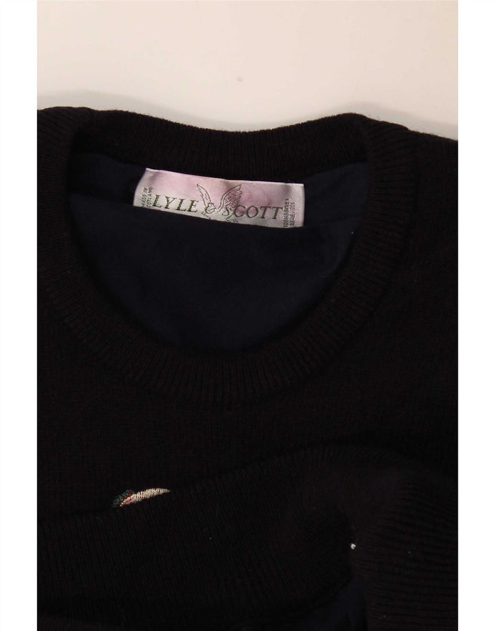 Lyle & Scott Mens Graphic Crew Neck Jumper Sweater Medium Navy Blue