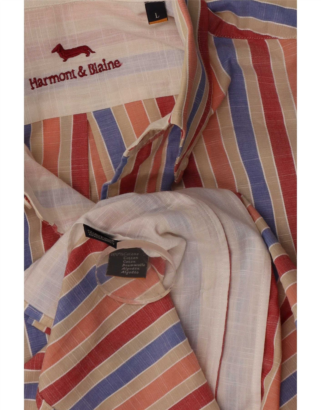 Harmont & Blaine Mens Shirt Large Multicoloured Striped Cotton
