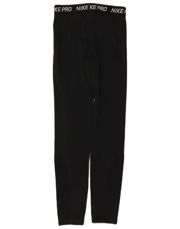 NIKE Girls Dri Fit Graphic Leggings 13-14 Years XL Black Polyester