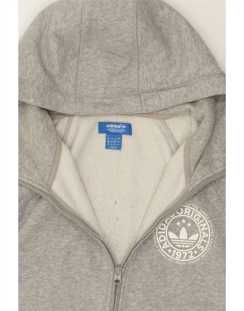 ADIDAS Womens Zip Hoodie Sweater UK 12 Medium Grey Cotton | Vintage Adidas | Thrift | Second-Hand Adidas | Used Clothing | Messina Hembry 