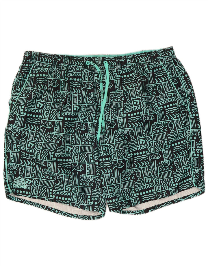 Sundek Mens Swimming Shorts XL  Black Geometric Polyester