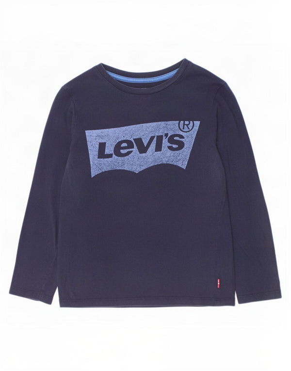 Levi's Boys Graphic Top Long Sleeve 9-10 Years Navy Blue Cotton