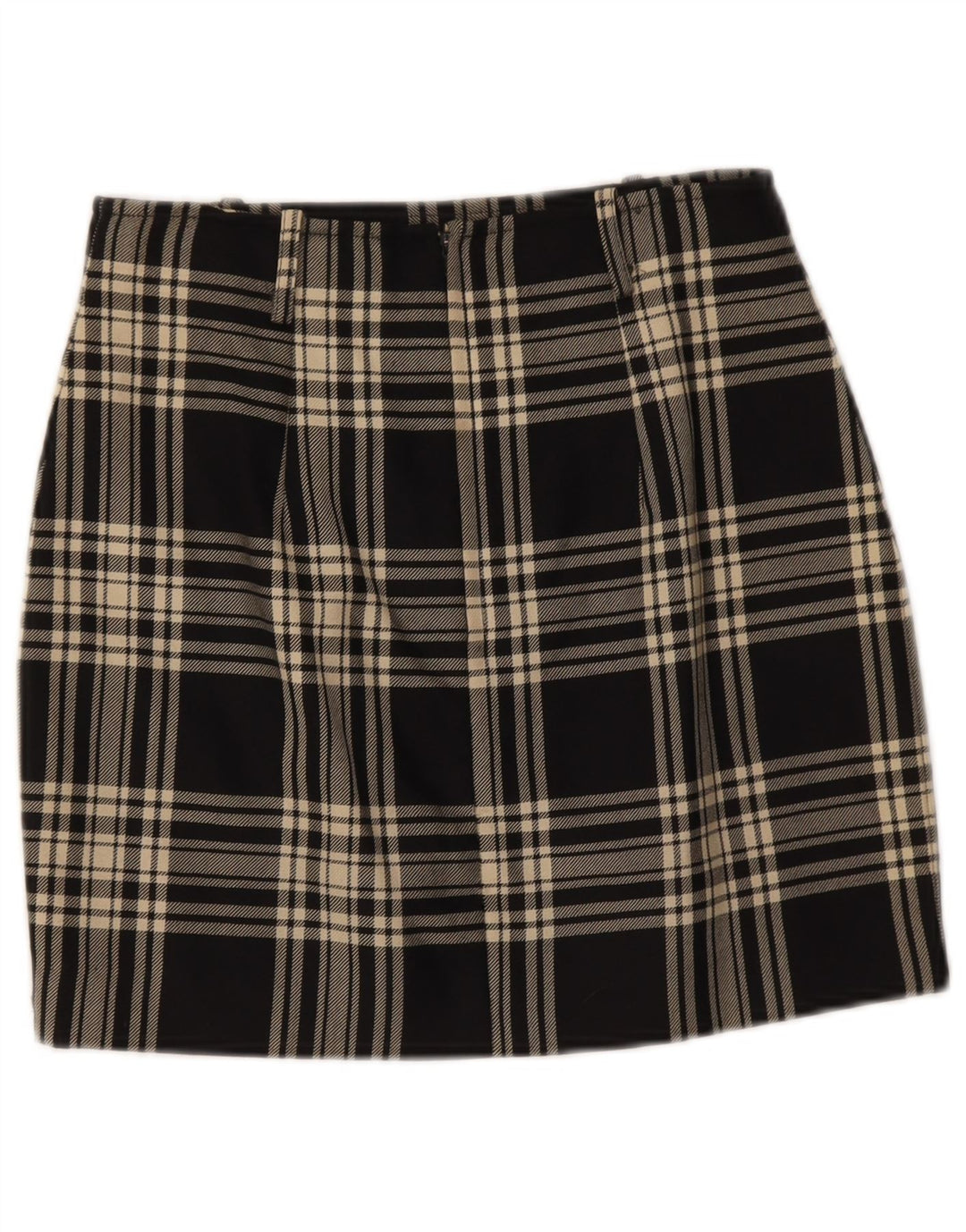 Vintage Womens Mini Skirt IT 42 Medium W28 Black Check Wool