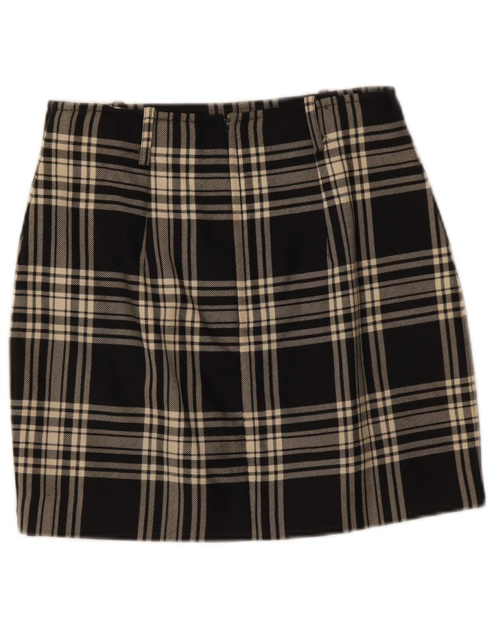 Vintage Womens Mini Skirt IT 42 Medium W28 Black Check Wool