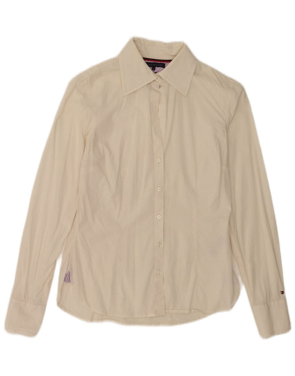 Tommy Hilfiger Womens Shirt US 6 Medium Off White Cotton