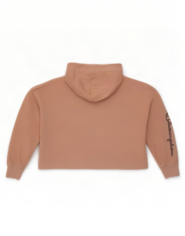 Champion Womens Crop Oversized Hoodie Jumper UK 14 Medium Pink Cotton