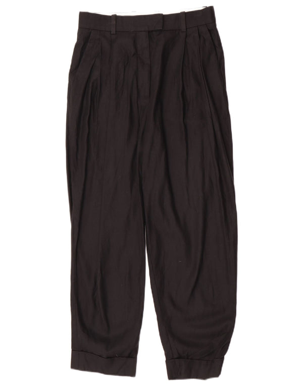 Cos Womens Loose Fit Pleated Cropped Trousers EU 34 XS W26 L24 Black