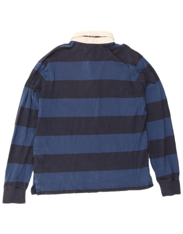 Gant Mens Long Sleeve Rugby Polo Shirt 2XL Blue Striped Cotton