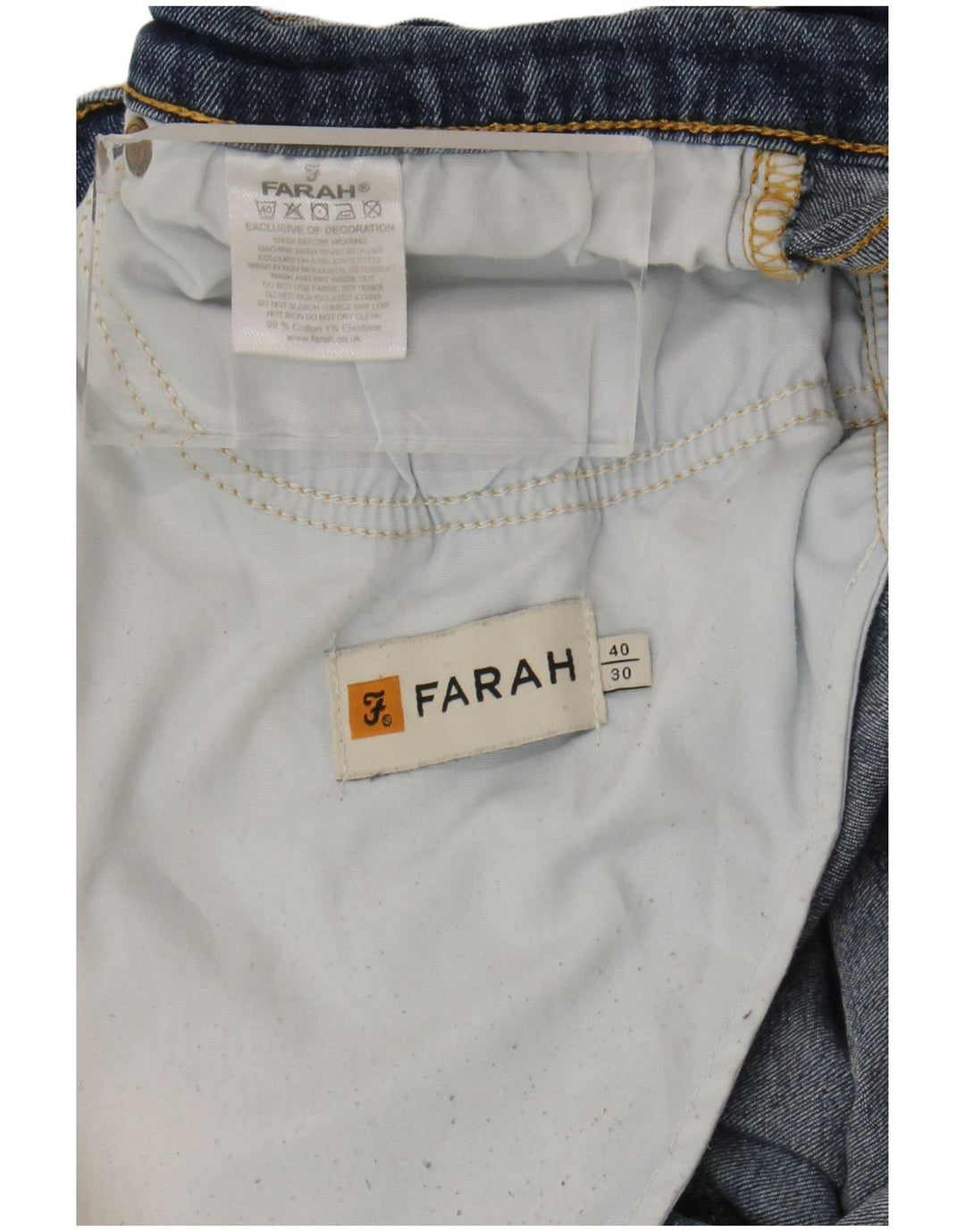 Farah Mens Slim Jeans W40 L30 Blue Cotton