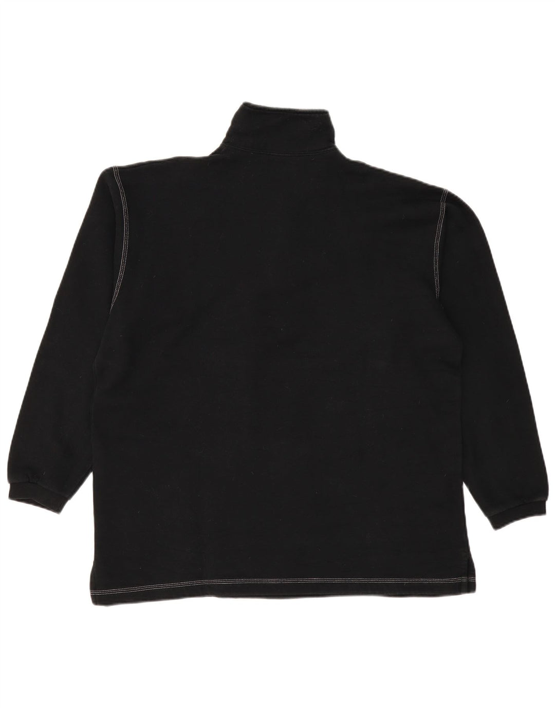 CHAMPION Mens Zip Neck Sweatshirt Jumper Large Black Cotton