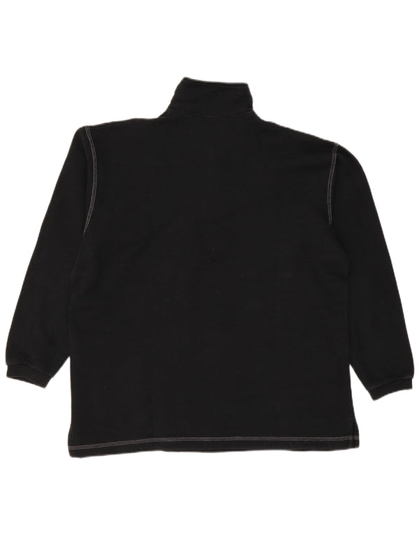 CHAMPION Mens Zip Neck Sweatshirt Jumper Large Black Cotton