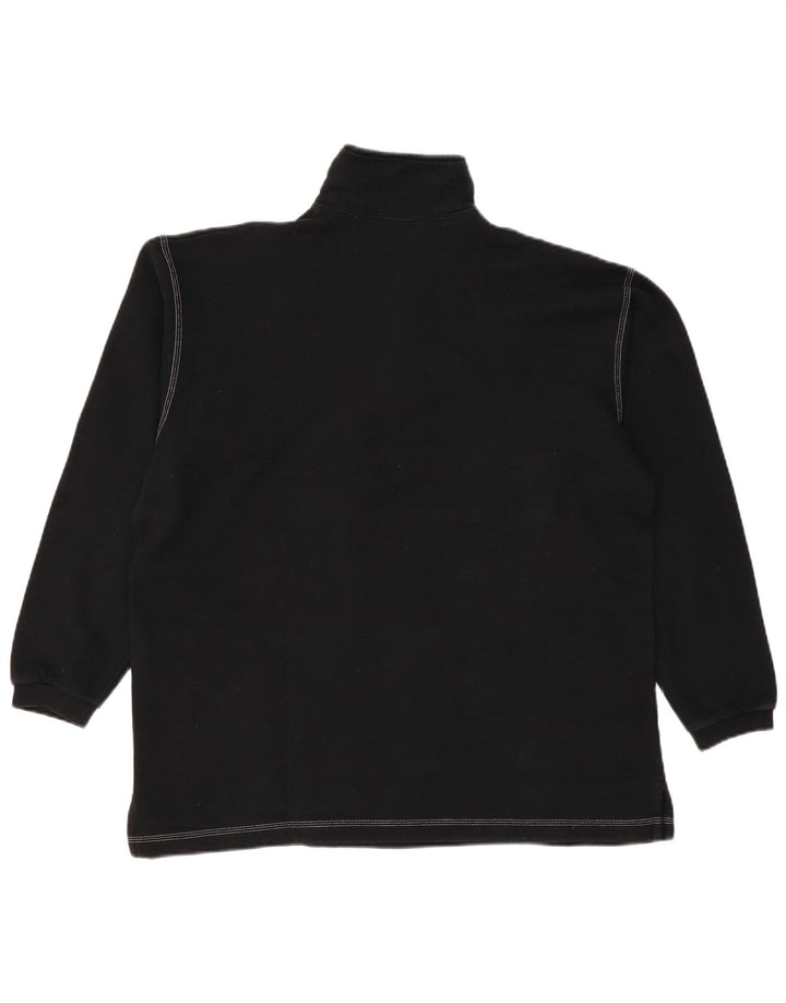 CHAMPION Mens Zip Neck Sweatshirt Jumper Large Black Cotton