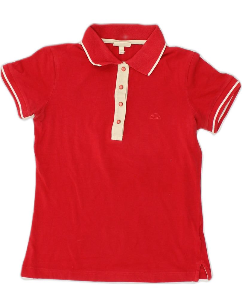 ELLESSE Womens Polo Shirt UK 10 Small Red Cotton | Vintage Ellesse | Thrift | Second-Hand Ellesse | Used Clothing | Messina Hembry 