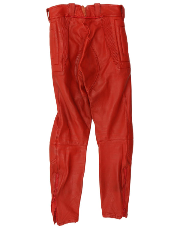Vintage Mens Moto Racer Leather Trousers IT 48 Medium W30 L29 Red Leather