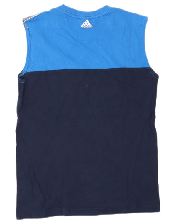 Adidas Boys Graphic Vest Top 15-16 Years Navy Blue Colourblock Cotton