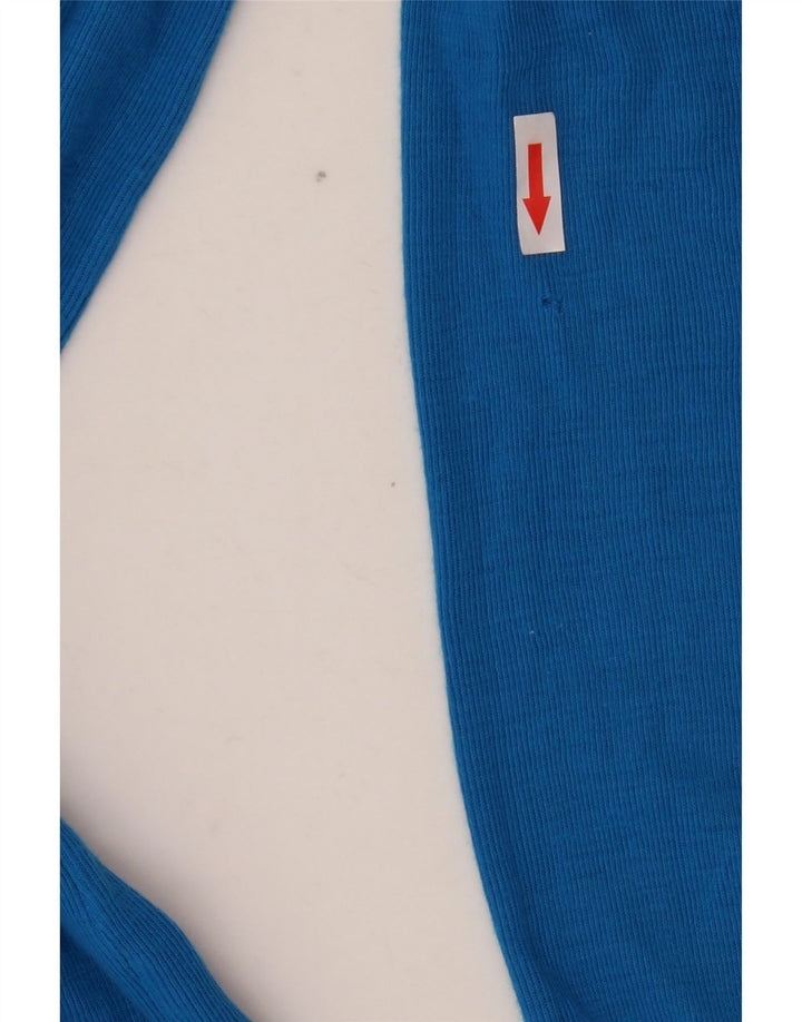 Vintage Mens Graphic Long Sleeve Rugby Polo Shirt Medium Blue