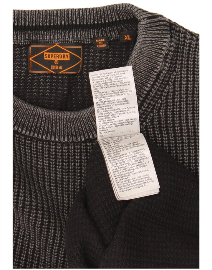 Superdry Mens Crew Neck Jumper Sweater XL Grey Cotton