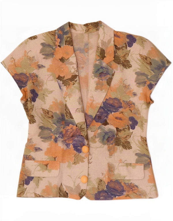 Vintage Womens Short Sleeve Cardigan Top IT 46 Large Multicoloured Floral