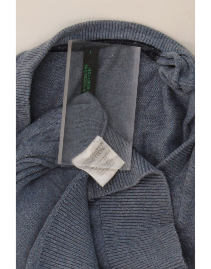 BENETTON Mens V-Neck Jumper Sweater Large Blue Cotton Vintage Benetton and Second-Hand Benetton from Messina Hembry 