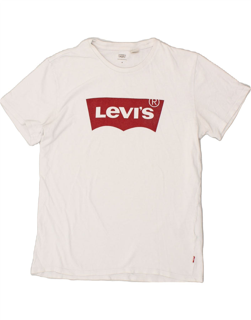 LEVI'S Mens Graphic T-Shirt Top Medium White Cotton Vintage Levi's and Second-Hand Levi's from Messina Hembry 