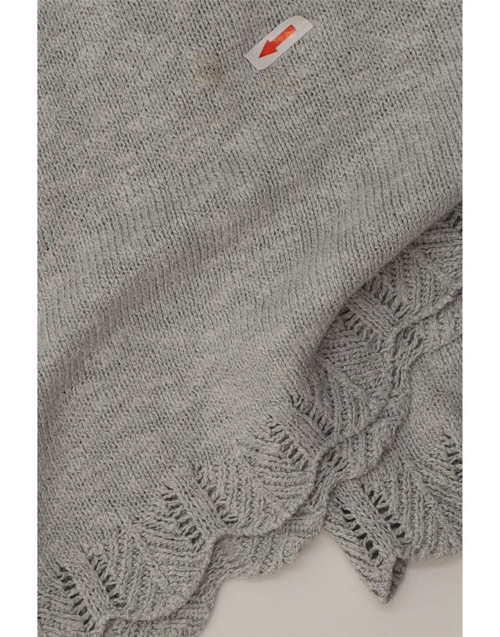 Marks & Spencer Womens Poplin V-Neck Jumper Sweater UK 16 Large Grey