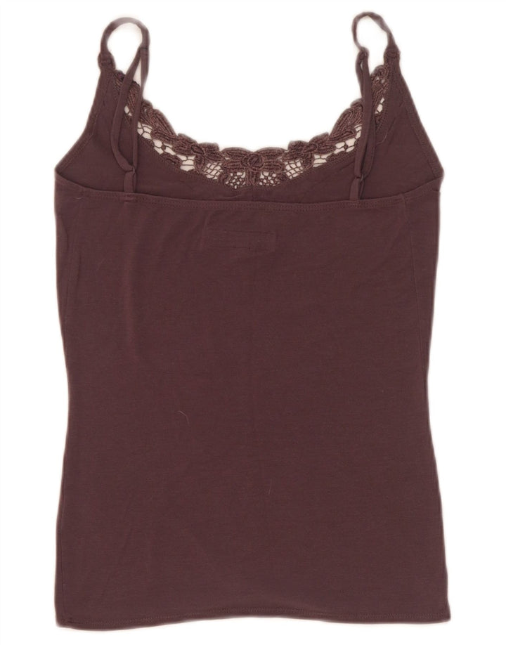 Vintage Womens Cami Top UK 4 XS Maroon Modal