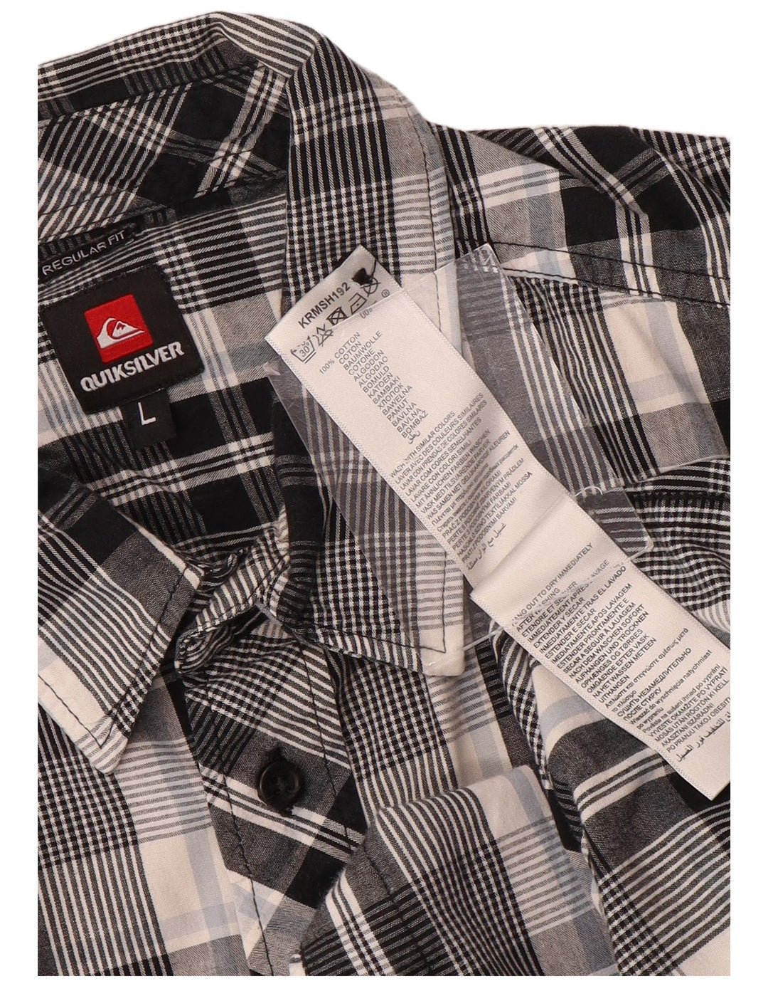 Quiksilver Mens Short Sleeve Shirt Large Black Check Cotton