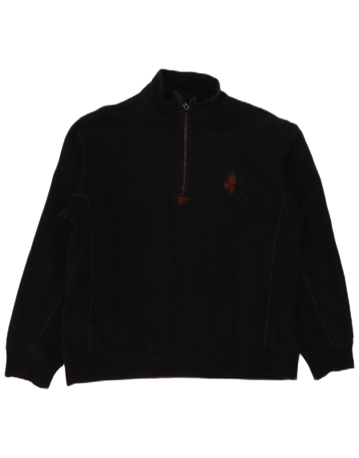 Marlboro Classics Womens Zip Neck Sweatshirt Jumper UK 16 Large Black