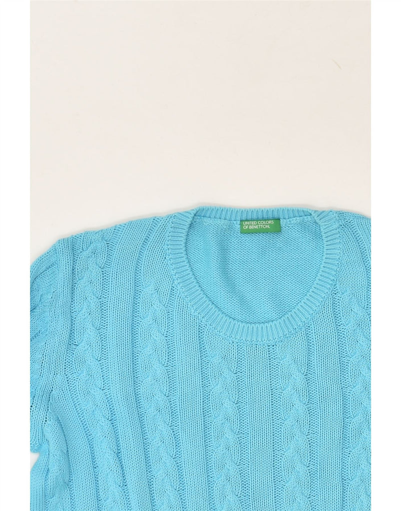 BENETTON Womens Crew Neck Jumper Sweater UK 14 Large Blue | Vintage Benetton | Thrift | Second-Hand Benetton | Used Clothing | Messina Hembry 