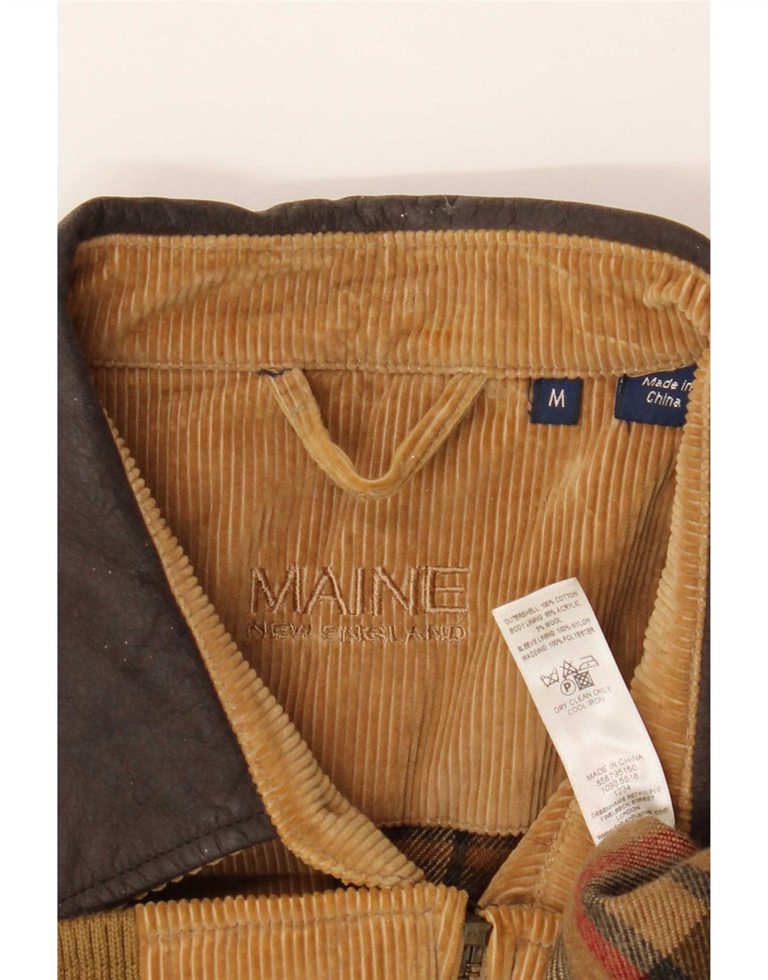 Maine Mens Corduroy Jacket UK 38 Medium Brown Colourblock Cotton