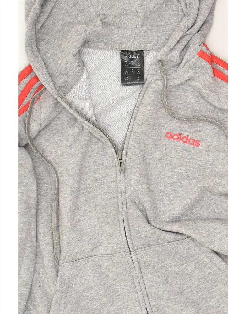 ADIDAS Womens Zip Hoodie Sweater UK 12/14 Medium Grey Colourblock Cotton | Vintage Adidas | Thrift | Second-Hand Adidas | Used Clothing | Messina Hembry 