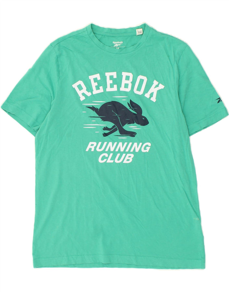 REEBOK Mens Graphic T-Shirt Top Medium Green Cotton | Vintage Reebok | Thrift | Second-Hand Reebok | Used Clothing | Messina Hembry 