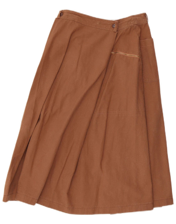 ICEBERG Womens High Waist A-Line Skirt IT 40 Small W24  Brown Cotton