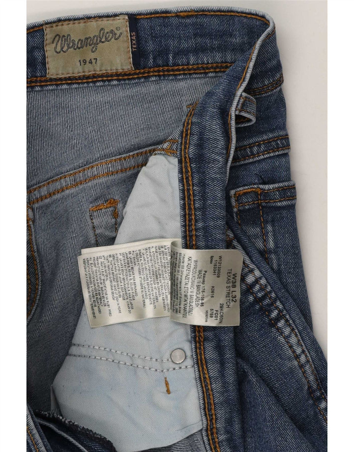 Wrangler Mens Texas Stretch Straight Jeans W38 L32 Blue Cotton