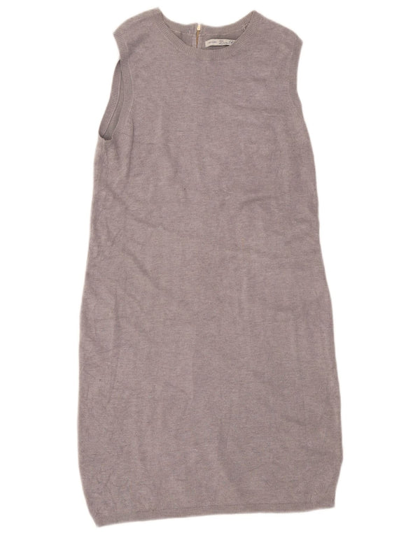 Zara Womens Sleeveless Jumper Dress UK 12 Medium Grey