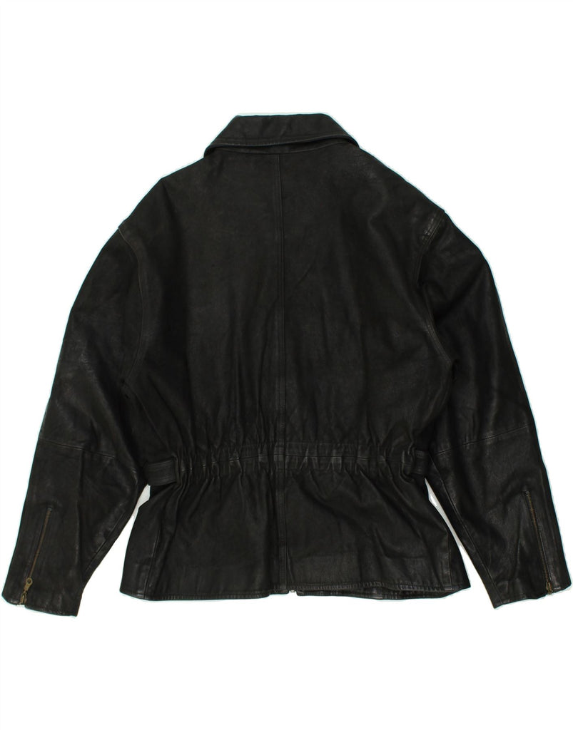 VINTAGE Womens Leather Jacket UK 16 Large Black Leather | Vintage Vintage | Thrift | Second-Hand Vintage | Used Clothing | Messina Hembry 