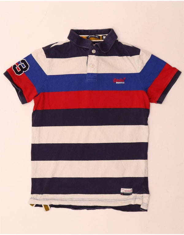 Superdry Mens Graphic Polo Shirt Medium Multicoloured Striped Cotton