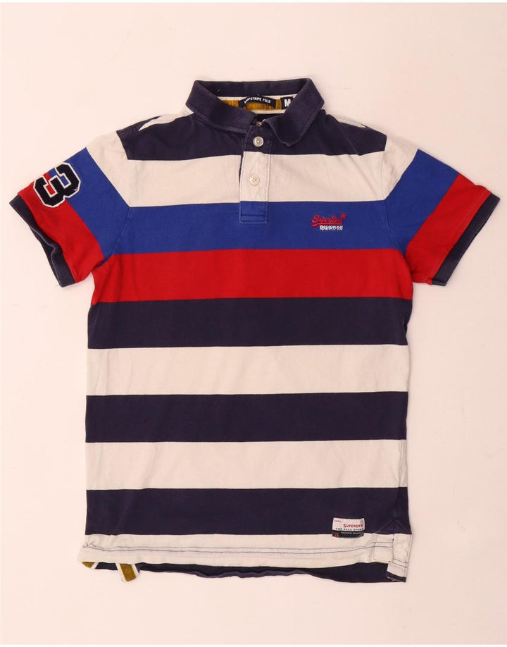 Superdry Mens Graphic Polo Shirt Medium Multicoloured Striped Cotton