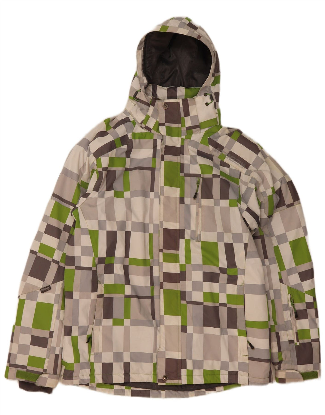Tog 24 Mens Hooded Ski Jacket UK 38 Medium Beige Geometric