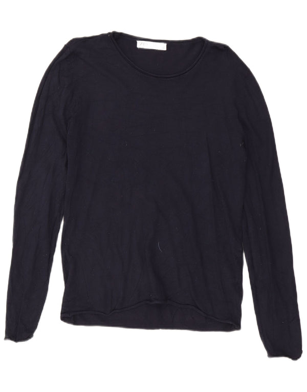 Zara Womens Top Long Sleeve UK 18 XL Navy Blue Viscose