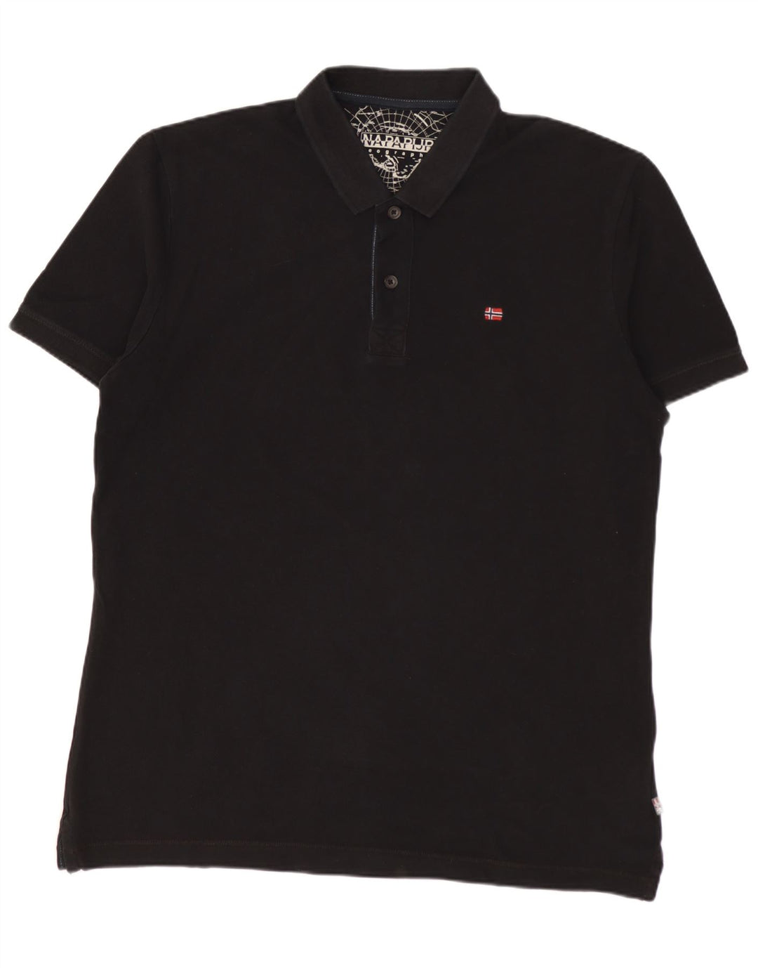 Napapijri Mens Polo Shirt Large Black Cotton