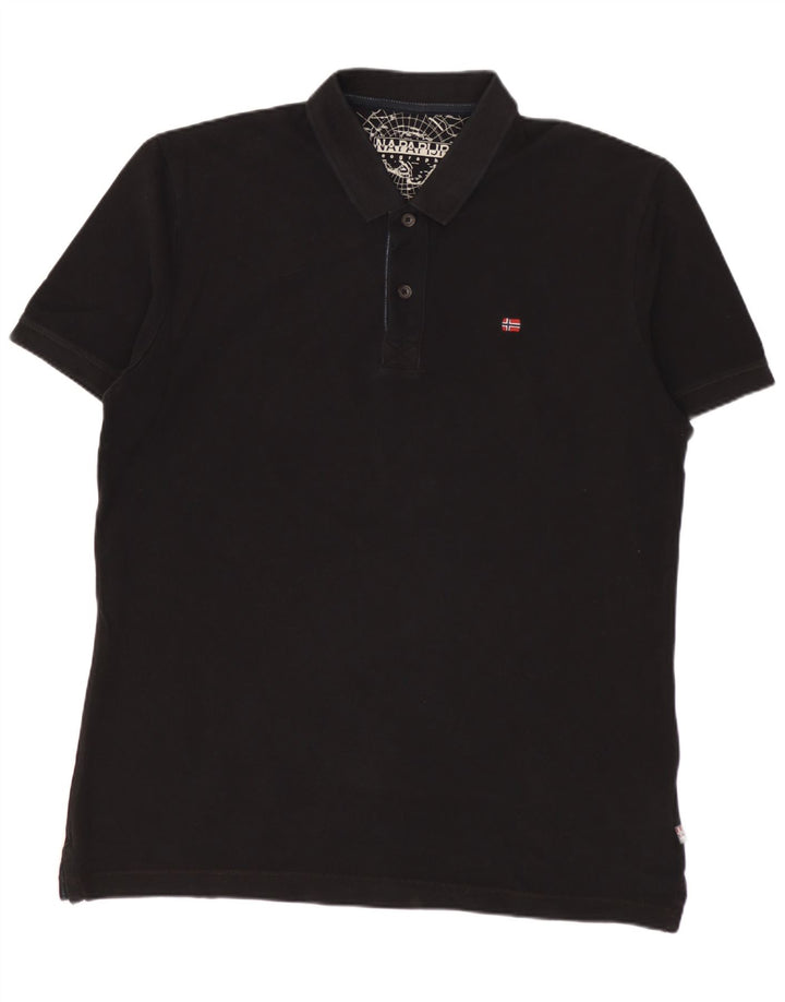 Napapijri Mens Polo Shirt Large Black Cotton