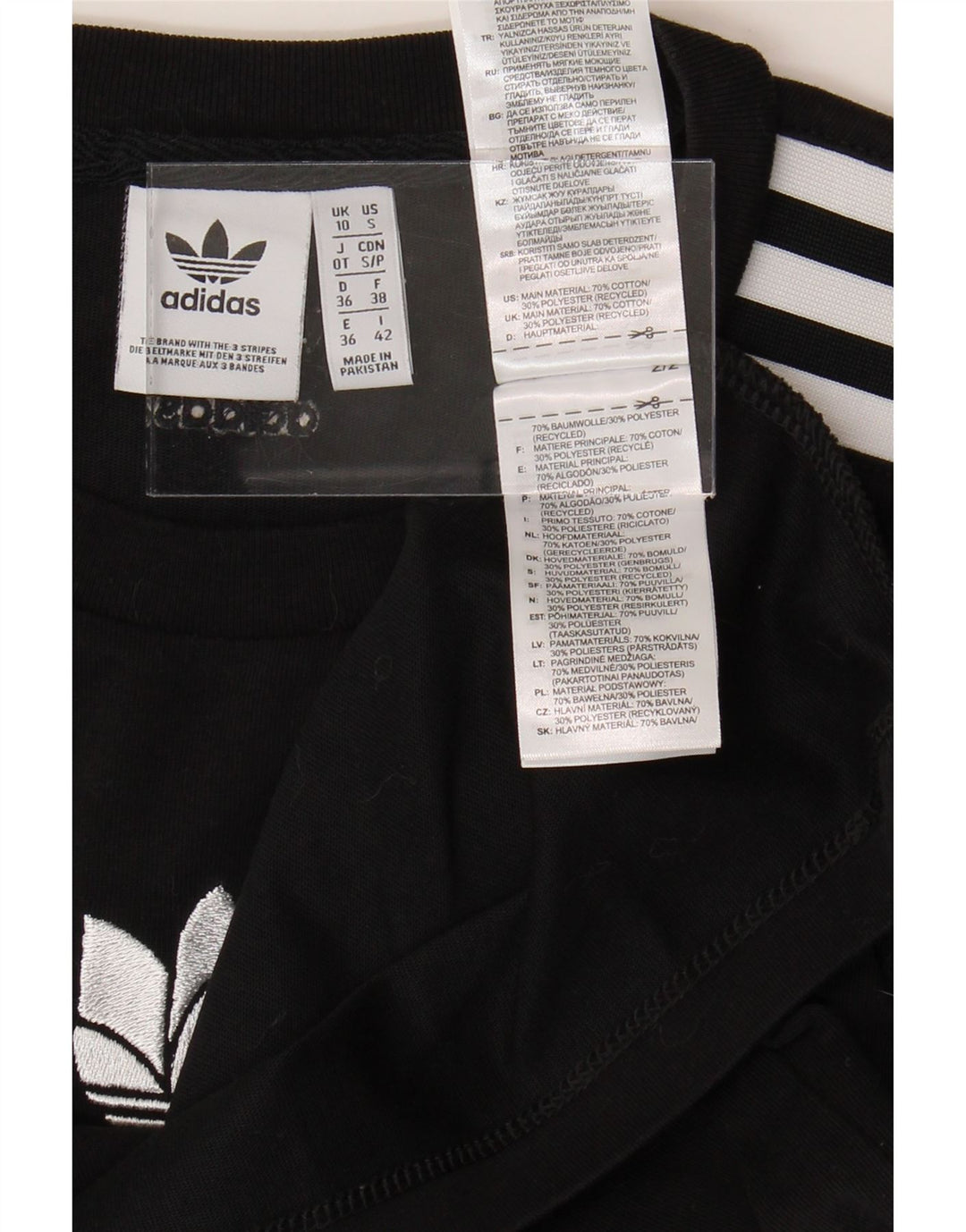 ADIDAS Womens Oversized T-Shirt Top UK 10 Small  Black Cotton Vintage Adidas and Second-Hand Adidas from Messina Hembry 