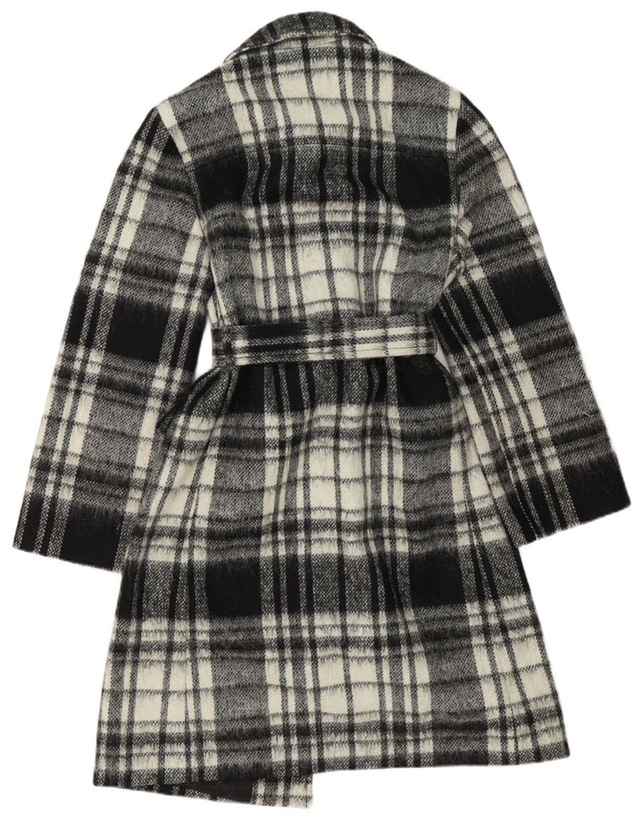 Benetton Womens Overcoat IT 44 Medium Black Check Wool
