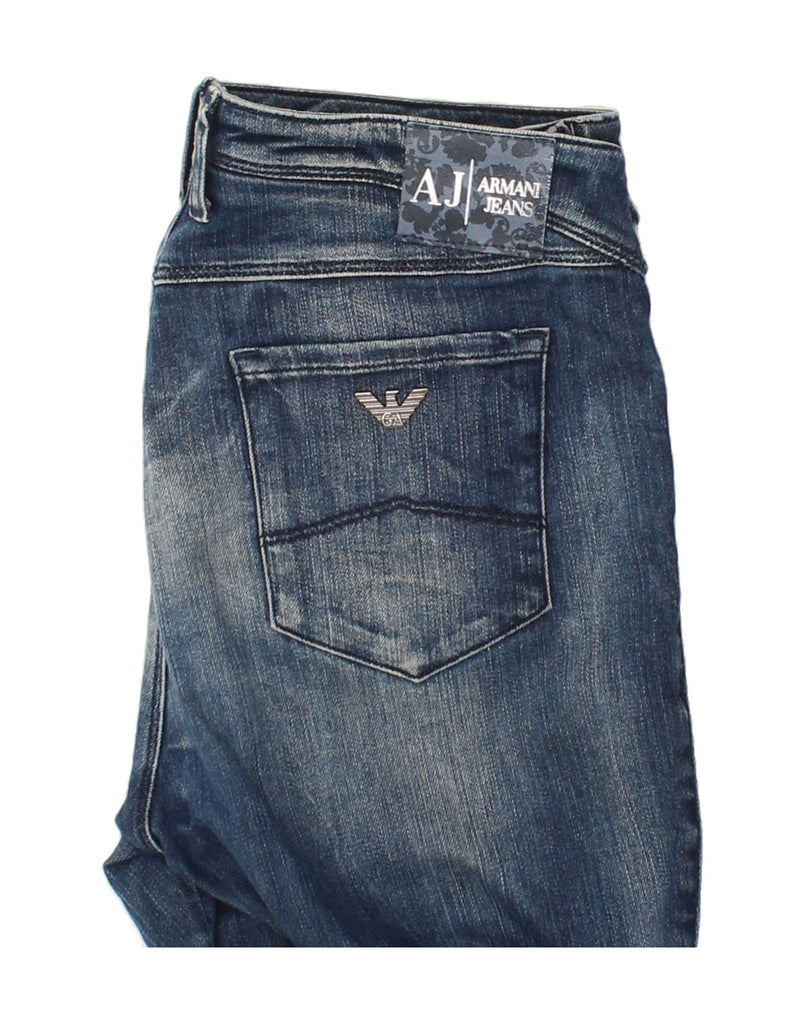 ARMANI JEANS Womens Orchid Crop Tapered Jeans W29 L26 Blue Cotton | Vintage Armani Jeans | Thrift | Second-Hand Armani Jeans | Used Clothing | Messina Hembry 