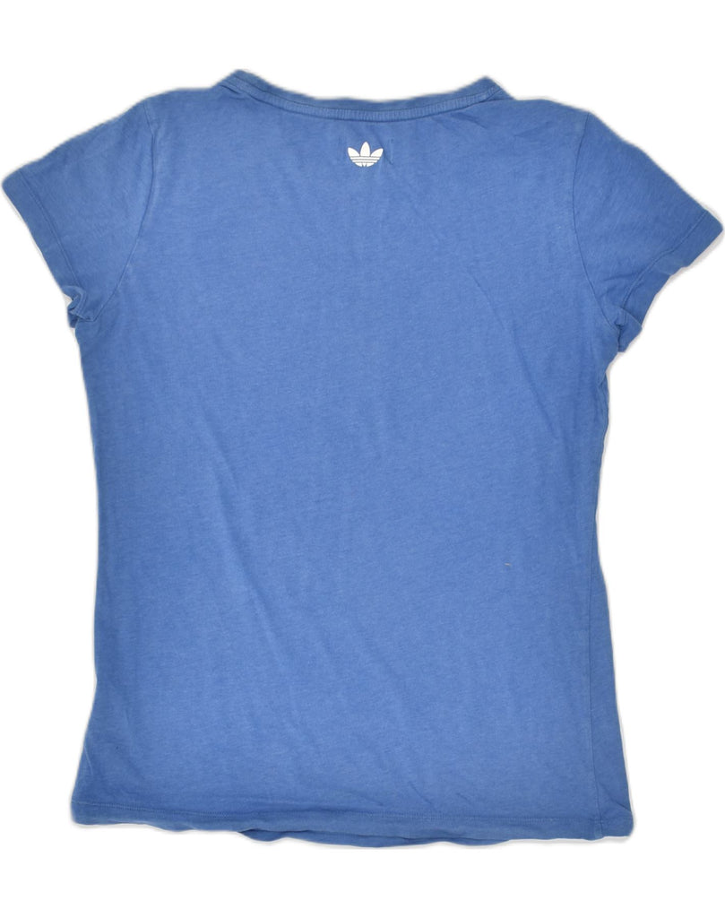 ADIDAS Womens Graphic T-Shirt Top UK 12 Medium Blue Cotton | Vintage Adidas | Thrift | Second-Hand Adidas | Used Clothing | Messina Hembry 