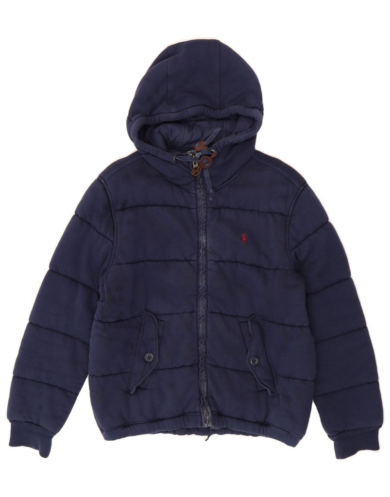 POLO RALPH LAUREN Mens Hooded Padded Jacket UK 40 Large Navy Blue Cotton Vintage Polo Ralph Lauren and Second-Hand Polo Ralph Lauren from Messina Hembry 