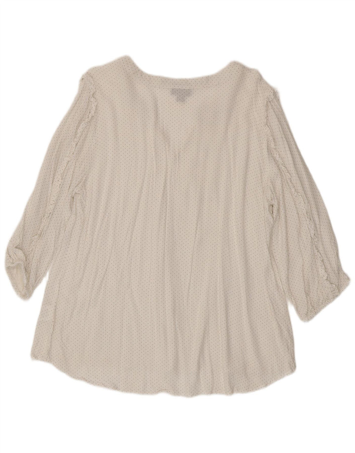 Autograph  Womens 3/4 Sleeve Blouse Top UK 16 Large White Spotted Viscose